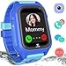 Waterproof GPS Tracker Watch for Boys Girls - IP67 Water Resistant Kids Smartwatches Phone Pedometer Fitness Tracker Watch with GPS/LBS Locator Call SOS Voice Chat Camera for Back to School (Blue)
