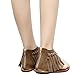 Odema Womens Flat Sandals Thong Sandals Faux Suede Tassel Zip T-Strap Sandals