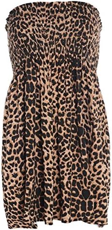 OgLuxe Women Ladies Sheering Gather Bandeau Boobtube Printed Top Mini Dress