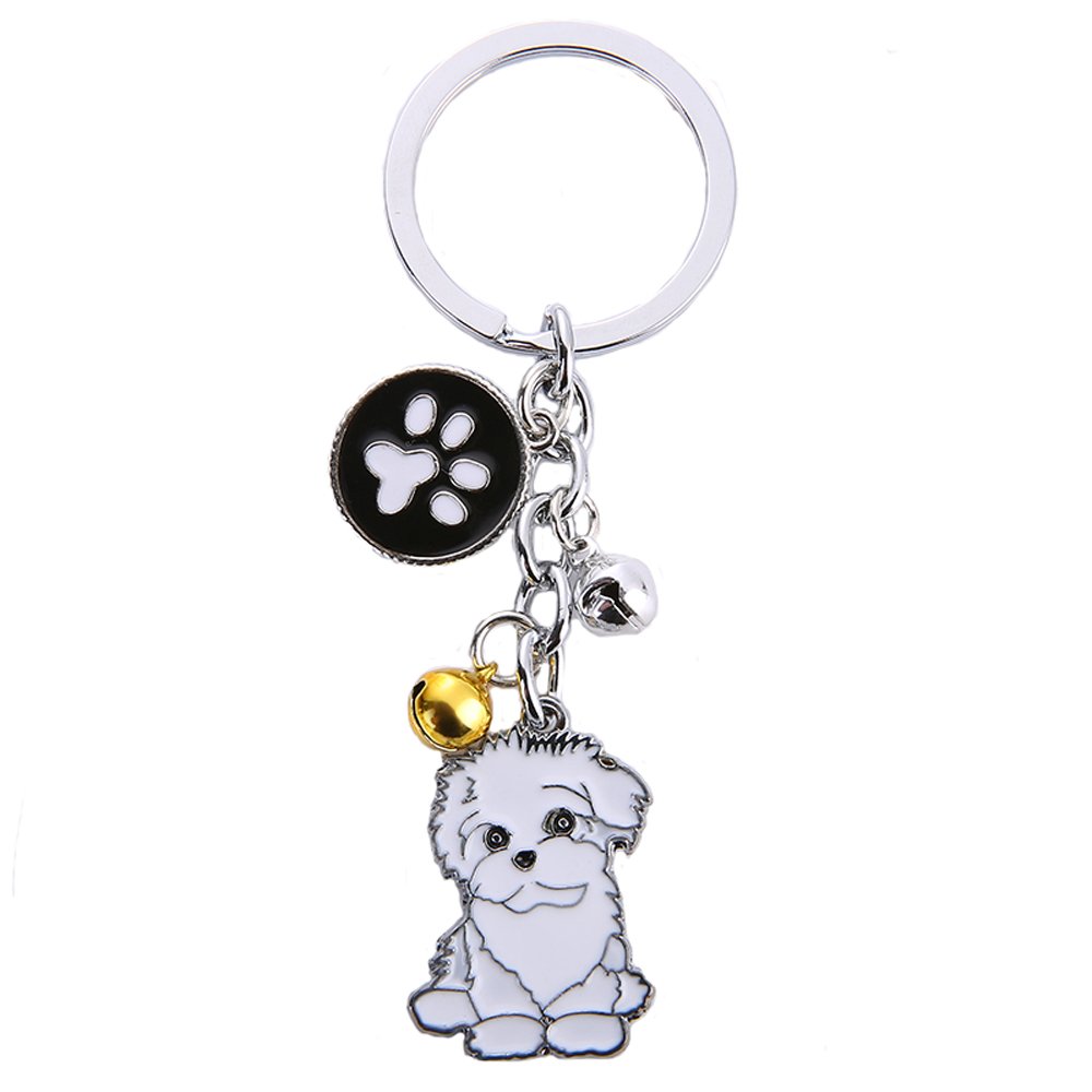 BbearT® Dog Tag Dog Key-ring Keychain,Cute Small Dog Puppy ID Tags Metal Dog Keychain Keyring Keyfob Key Tags Car Keyring Bag Charm Birthday (Bichon Frise)