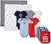 Carter's Boys' 11-Piece Bodysuit, Bib, and Blanket Set, Blue Sports, 3 Months