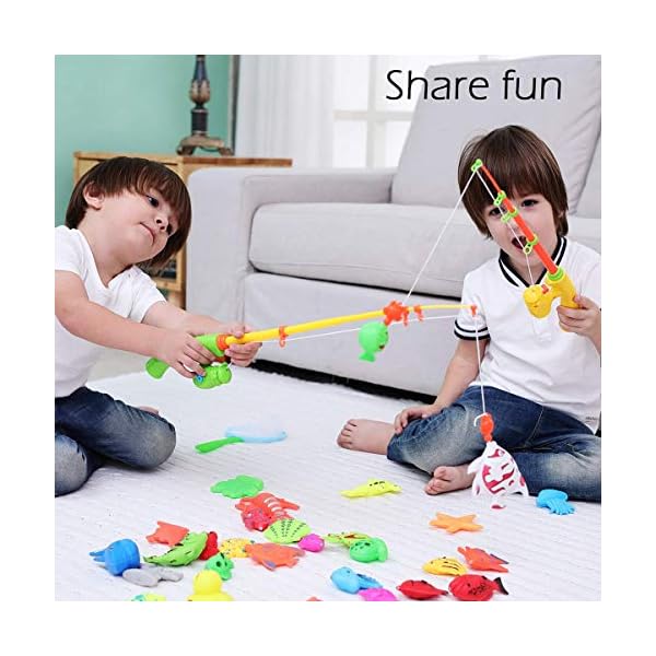 CozyBomB-Magnetic-Fishing-Toys-Game-Set-for-Kids-for-Bath-Time-Pool-Party-with-Pole-Rod-Net-Plastic-Floating-Fish-Toddler-Education-Teaching-and-Learning-Colors-Ocean-Sea-Animals-Large CozyBomB Magnetic Fishing Toys Game Set for Kids for Bath Time Pool Party with Pole Rod Net, Plastic Floating Fish…