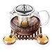 Glass Teapot Kettle w/Stainless Steel Tea Infuser 33.8oz for Loose Leaf Tea + 2 Glass Tea Cups + Japanese Bamboo Tray | Microwave & Stovetop Safe by Tynx