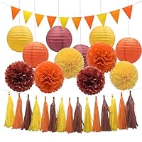 TSOTU Thanksgiving Party Decorations For Fall Festival Wedding Birthday 30packs Fall colored Paper Lanterns Hanging Décor