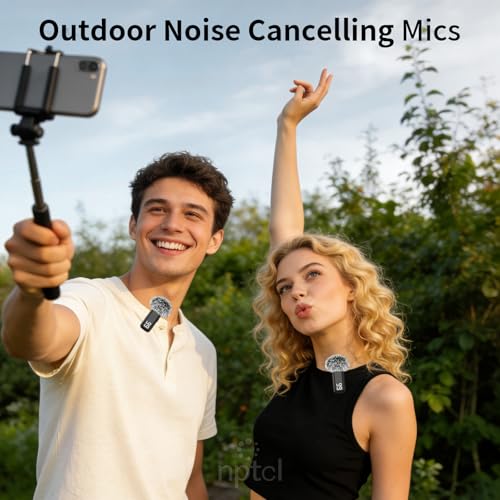 NPTCL Wireless Lavalier Microphone for iPhone iPad Android, USB C Mini Mic | 24H Charging Case, Digital Charge Display, Noise Reduction for Content Creator Video Recording Vlog Podcast YouTube TikTok