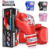 Xnature 4oz 6oz 8oz PU Kids Boxing Gloves w/Gift Box Children Cartoon MMA Kickboxing Sparring Youth Boxing Gloves Training Gloves Age 5-12 Years