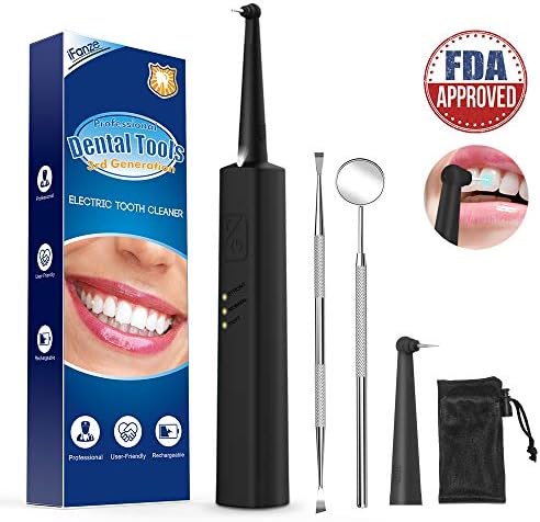 Plaque Remover for Teeth, iFanze Dental Calculus Remover Tartar Remover for Teeth with LED Light (Black)