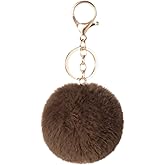 Pom Pom Keychains Colorful Faux Rabbit Fur Ball Keychain Car Key Ring Soft Plush Pompoms Handbag Keyring Charm