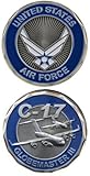 Eagle Crest United States Military US Armed Forces Air Force C-17 Globemaster 3 Plane - Good Luck Double Sided Collectible Challenge Pewter Coin