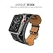 MoKo Compatible Band Replacement for Apple Watch 38mm 40mm Series 5/4/3/2/1, Genuine Leather Smart Watch Band Cuff Strap - Black (Not Fit 42mm 44mm Versions)