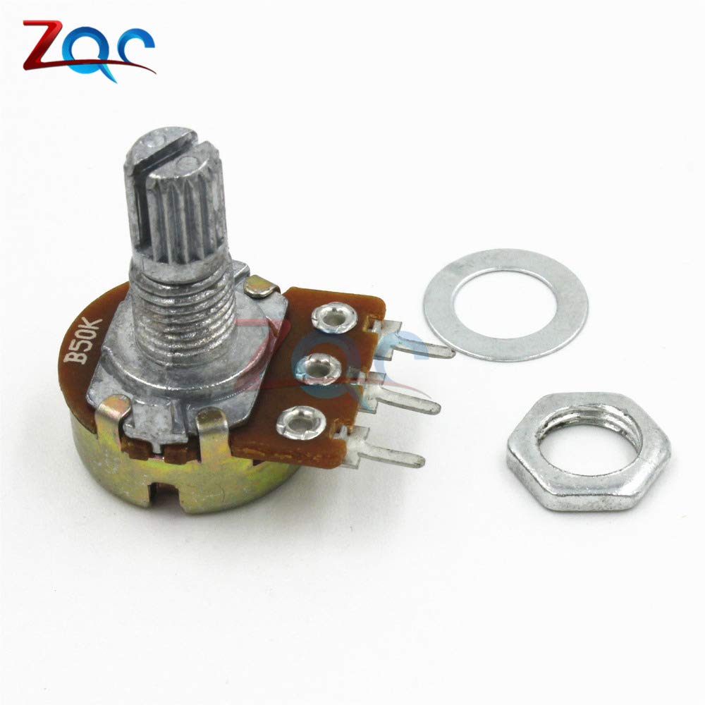 10Pcs B50K 3Pin Linear Potentiometer 10mm Knurled Shaft Rotary