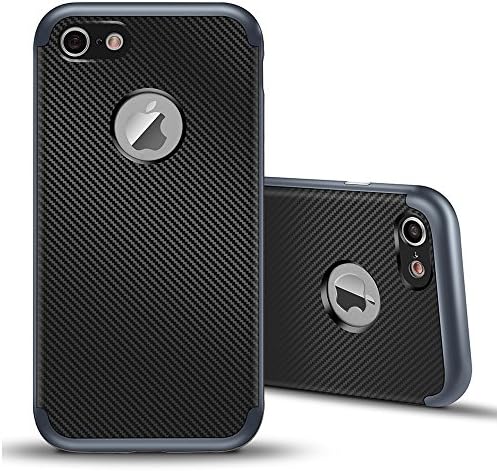 iPhone 7 Case, MINIMALISM 2 in 1 Ultra Thin and Slim TPU Shockproof Protective Case Coated Carbon Fiber Finish Surface with PC Hard Frame for Apple iPhone 7 (4.7')(2016) -- Navy blue