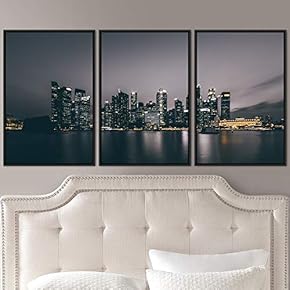 signwin 3 Piece Framed Canvas Wall Art City...