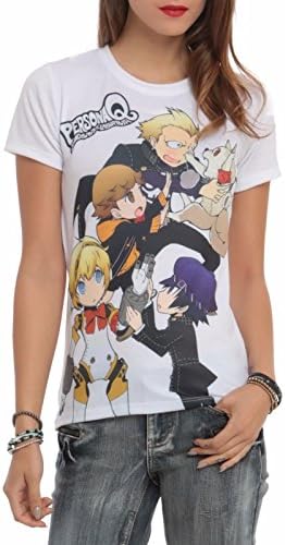 Persona Q Kanji, Amada, Naoto &amp; Aigi Short Sleeve Juniors White Shirt (Small)