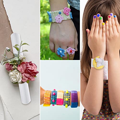 AMOR PRESENT Slap Bracelets Bulk, 72PCS White Slap Bracelets DIY Wrist Band Blank Snap Band for Kids Birthday Party Favors School Crafts