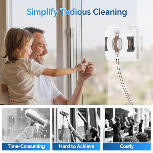 jnerkert Window Cleaning Robot Electric Window Cleaner with 4 Nozzles and 120 ml Tank