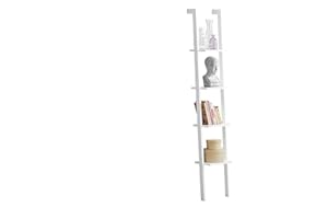 SoBuy FRG15-W,Modern 4 Tiers Ladder Shelf Bookcase,Wall Shelf,Storage Rack Stand,Display Shelf,White