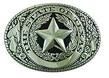 Texas State Seal Belt Buckle, Standard Size, Oval, Silver-tone Finish
