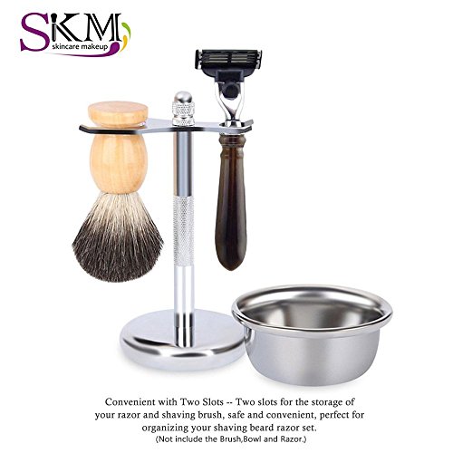 Men's Shaving Set , 3-in-1 Shaving Kit with Badger Hair Shaving Brush, Safety Razor Stand, Shaving Soap Bowl, Great Fathers Day or Christmas Gift with Gift Box for Manual Shaving - Thumbnail 2