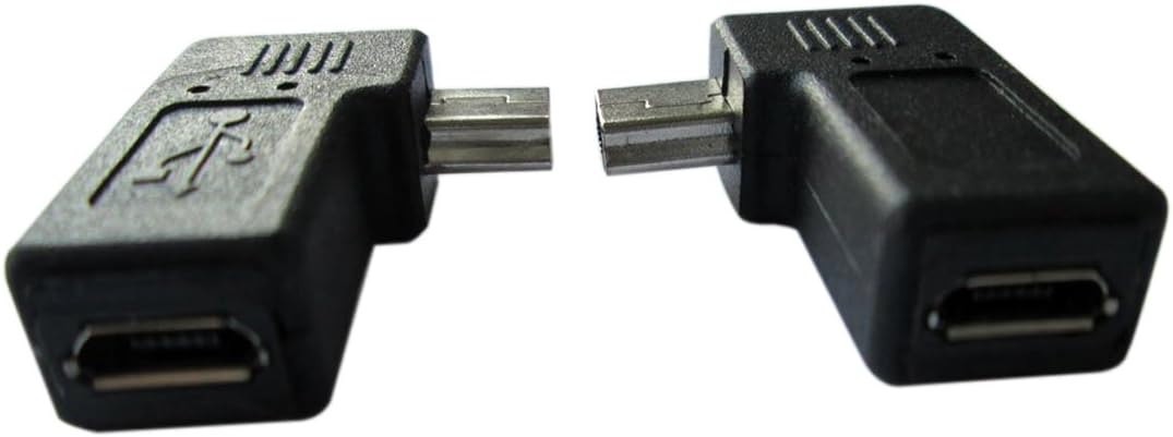 UCEC USB 2.0 Adapter Plug - Left and Right Angle Mini to Micro - Male to Female - Pack of 2
