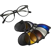 Chakralux Magnetic 5Pcs Clip-On Sunglasses Set for Men and Women – Polarized UV Protection Eyewear & Magnetic Eyeglasses Frames for Night Driving & Everyday Comfort
