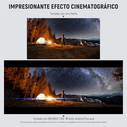 NEEWER 1.55X Blue Flare Anamorphic Lens Mobile Camera with 17mm Threaded Clip, 4 Elements 4 Groups 2.4:1 Wide Screen Cinema Effect Mobile Photography Compatible with iPhone Android Samsung, LS-75