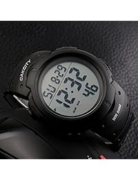 Reloj deportivo digital para hombres con esfera grande luz trasera LED resistente al agua, de estilo militar y casual con alarma luminosa, color negro