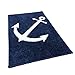 Welcome Aboard Anchor Mat - Plush Blue Indoor Carpet with White Inlaid Anchor Design - Size 18