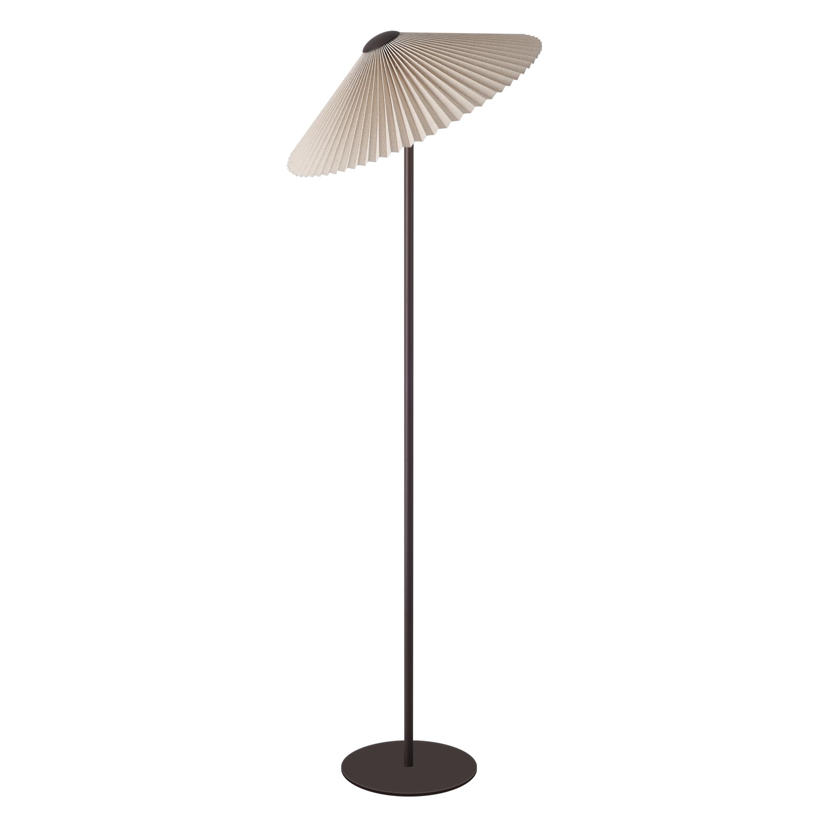 Photo 1 of KUNJOULAM Pleated Floor Lamp, Pole Floor Lamps, Simple Design Tall Lamp with Fabric Lampshade, Standing Lamp for Living Room, Bedroom, Office, Home (Brown)
