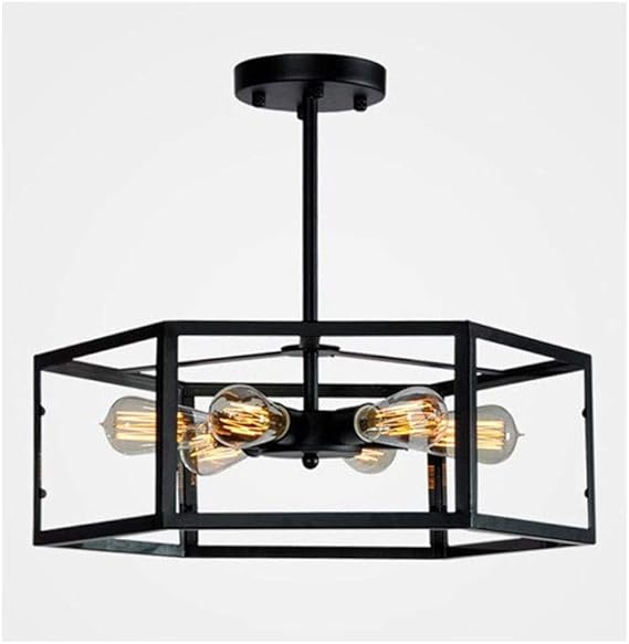Lámpara colgante retro para restaurante E27, 6 cabezales, accesorio de