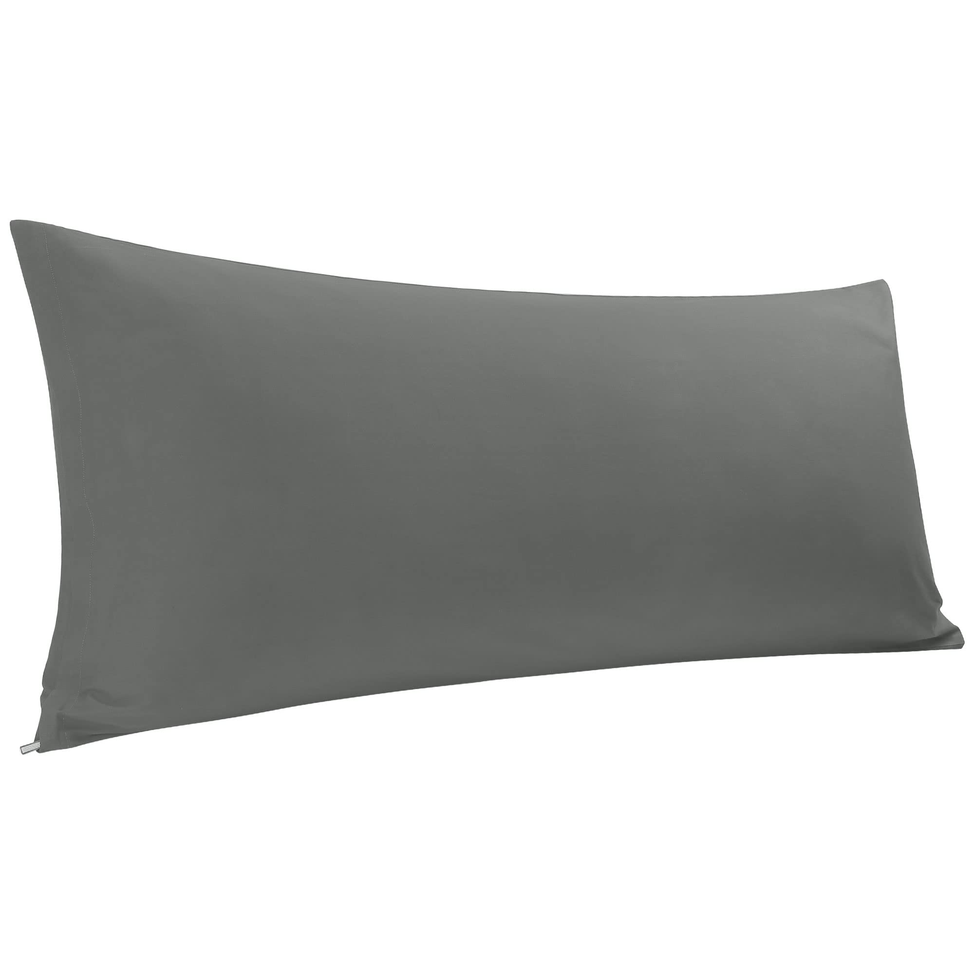 PiccoCasa Body Pillow Cover Egyptian Cotton Bolster Pillow Cases - 300 Thread Count Super Soft and Breathable Long Body Pillowcase with Zipper Closure Dark Grey 20"x72"/ 6ft