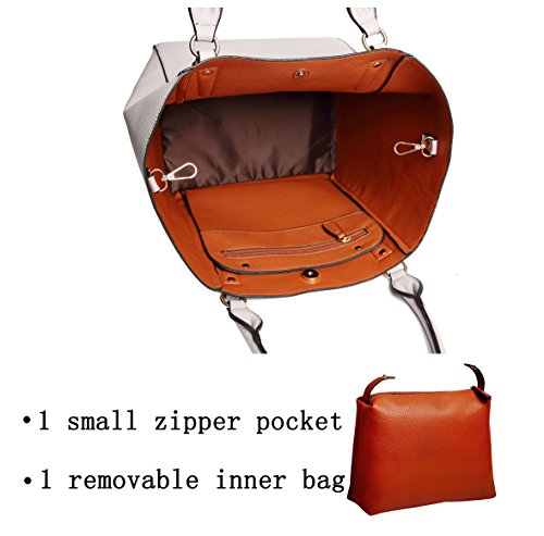 Obosoyo Women's Waterproof Handbags ladies Synthetic Leather Tote Shoulder Bags Fashion Travelling Mommy Soft Hot Gray