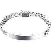 Women's Men's Unisex Sterling Silver Plated Id Bracelet 8" L22