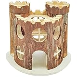 Niteangel Natural Living Wooden Castle, Small Animal Playground, 2-Level House