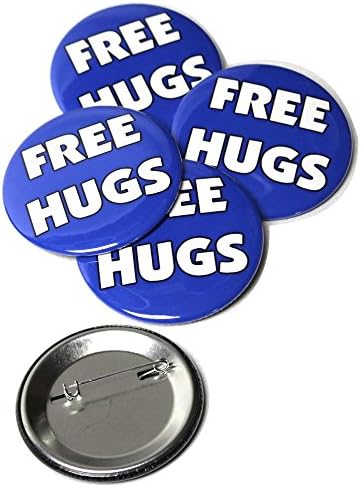 Wacky ButtonsFree Hugs Pinback Buttons – Novelty Pins with Durable Round Metal Badge & Secure Pinback – Fun & Playful Design for Events, Backpacks, Jackets, Gifts & Spreading Positivity – 2.25 Inch (5 Pack)