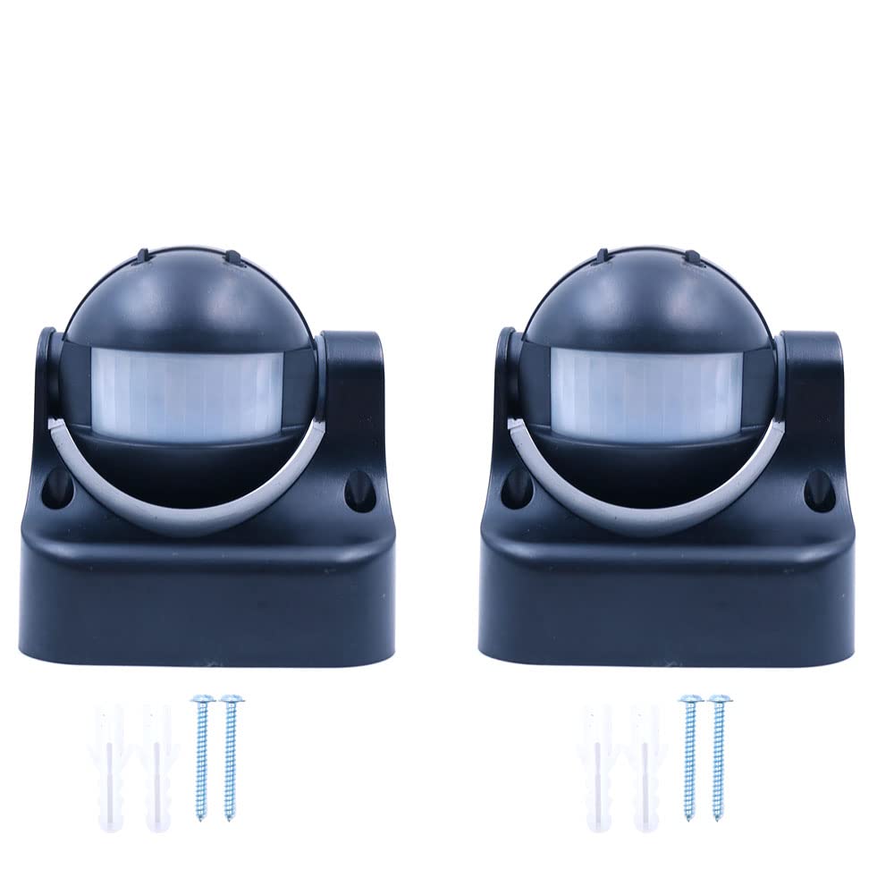 WANGCL Infrared Motion Sensor Lighting Switch Wall Mounted IP44 12M Range Max.1200W-Black