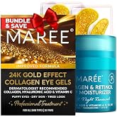 MAREE Ultimate Skincare Bundle - 24K Gold Eye Patches &amp; Collagen Face Cream - Combat Aging Signs, Brighten Eyes, and Hydrate Skin - Complete Beauty Regimen