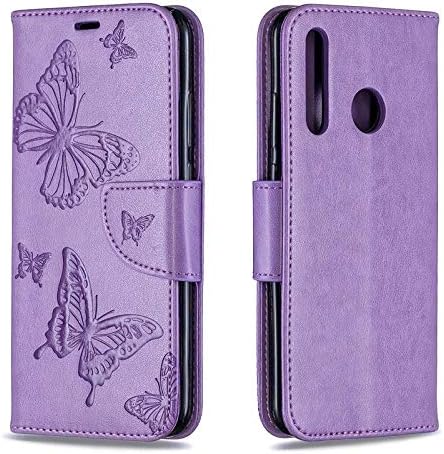 Gmsh- for Huawei Honor 10i Cover Case, 3D Butterfly Embossment Leather Case, Horizontal Folio Wallet Case with Card Holder & Big Magnetic Clasp for Huawei Honor 10i (Color : Violet)