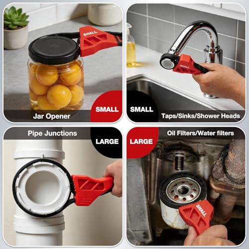 SHALL Juego de llaves de correa de 2 piezas, para tuberías de menos de 150 mm (6 pulgadas) y 100 mm (4 pulgadas) de diámetro: una llave ajustable reforzada para reparaciones de tuberías