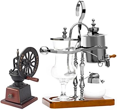 HOME UK- Adjustable Temperature Household Coffee Pot Siphon Coffee Machine (can Be Equipped With Grinder Itself) ( Color : Silver+grinder Itself )