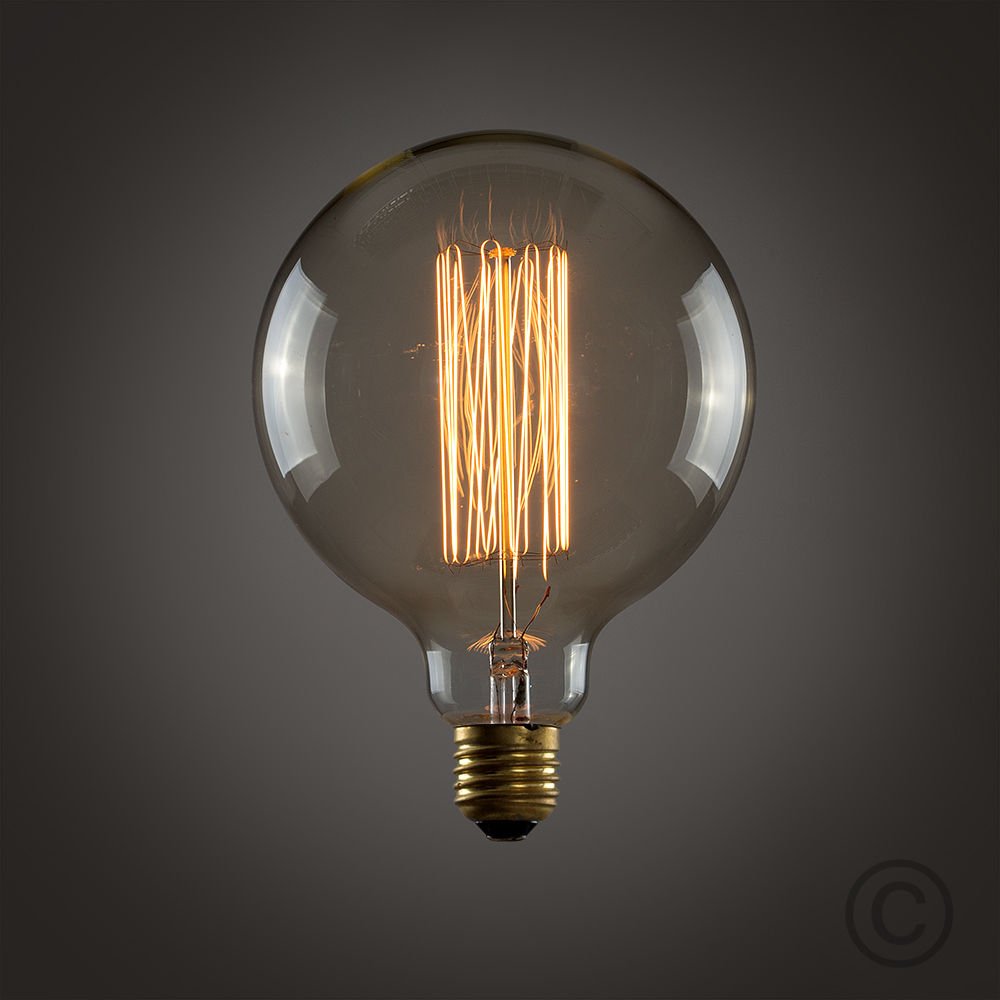 Vintage Light Bulb G95 Tungsten Filament E27 Edison Screw Globe 240V