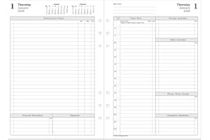 Filofax Calendar Diary Refill, A5 Size, One Day on Two Pages with Appointments, Time Management, White Paper, English, 2026 (