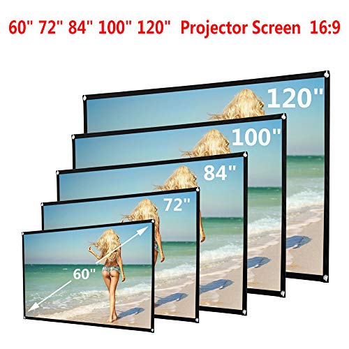 100 Inch 16:9 HD Projector Screen,Foldable Portable Projector Movies Screen for Home Theater Outdoor Indoor Support,with Small Hole and Hook,Easy to Install (White, 100inch) - Thumbnail 4