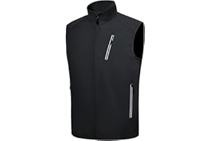 LZACTOIN-X Men's Lightweight Golf Vest Windproof Softshell Vests Outerwear Multi-Pockets Zip Up Sleeveless Jacket