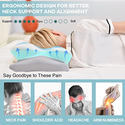 Pulatree Cervical Pillow for Neck Pain Relief, Odorless Contour Memory