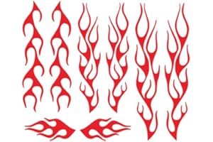 Gigicloud 8 Pcs Flame Graphics Car Body Side Stickers, Self-Adhesive Motorcycle Stickers Flame Stripe Pattern Car Decal Car Modeling Modified Decorative Decals