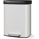 ExploreHorizon 16 Gal/60L Trash Can, Stainless Steel Trash Can with Recycling Bin, Fingerprint-Resistant, Soft-Close Plastic Lid, Step-on Garbage Bin, with Removable Inner Buckets