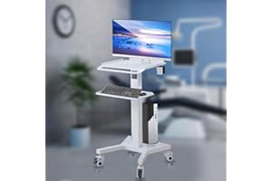 Yicorgard Medical Trolley Cart with Monitor Mount Oral Scanner Holder,Dental Mobile Untlity Cart with Wheels,Double Layer Car