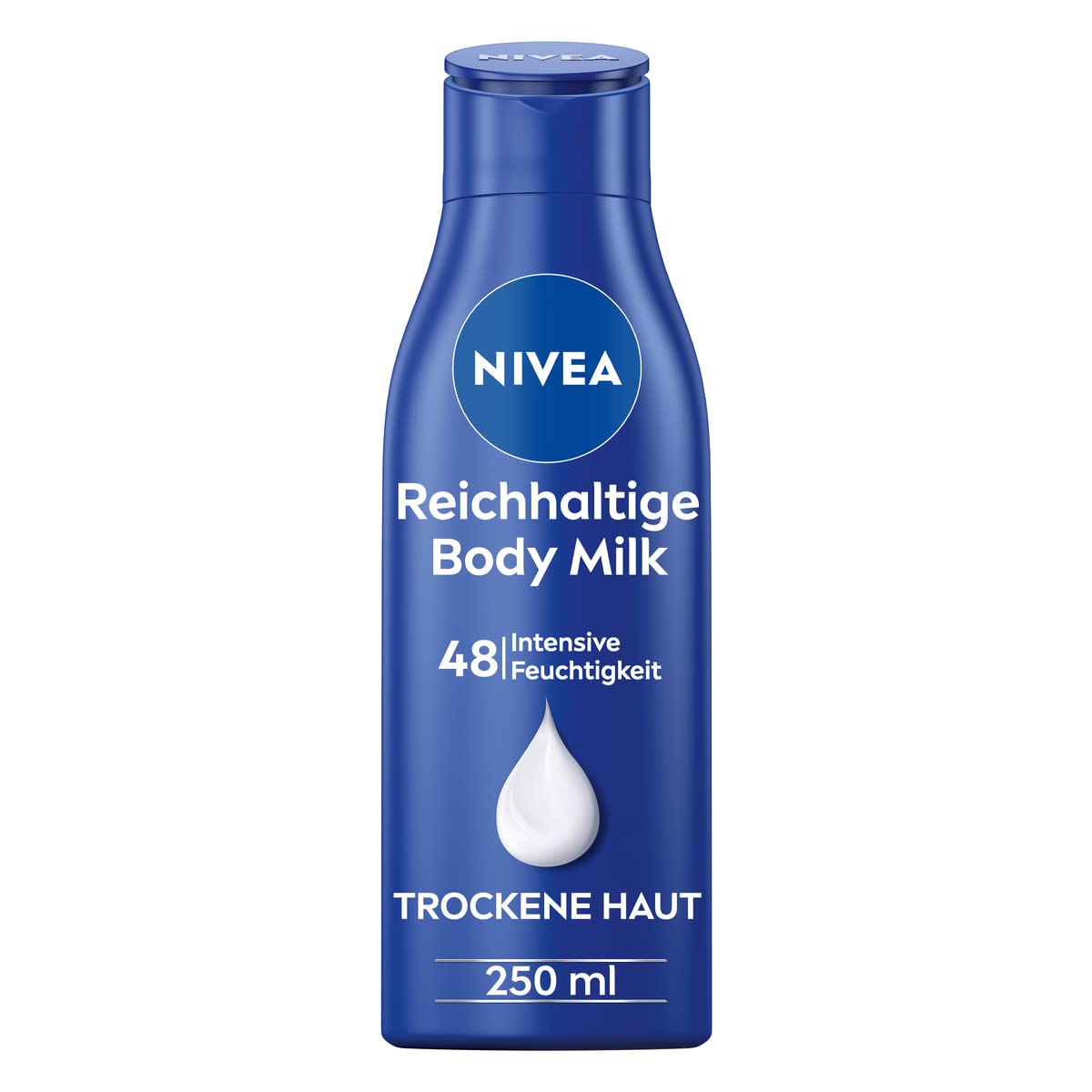 NIVEA Rich Body Milk (250 ml), for 48h Moisturiser, Lotion with 3-in-1 Formula for Dry Skin with Deep Care Serum, Almond Oil and Vitamin E
