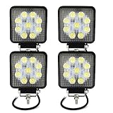 Willpower 4Pcs 4" Square Led Work Light Bar 27w 2200LM Driving Pods Flood Beam Work Lamp For Off-Road Suv Boat 4X4 Jeep JK 4Wd Truck 12V-24V